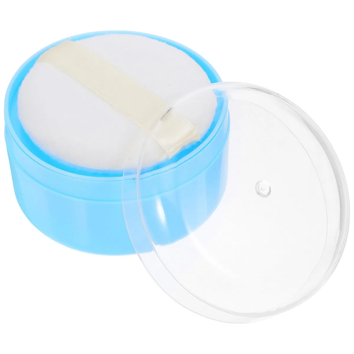 Tragbare Einhandbedienung mit Babypuderdose Aufbewahrungsbox Babypuder Puderquaste aus Kunststoff und Baumwolle Einfache Praktisches Design für Täglichen Gebrauch zu Hause