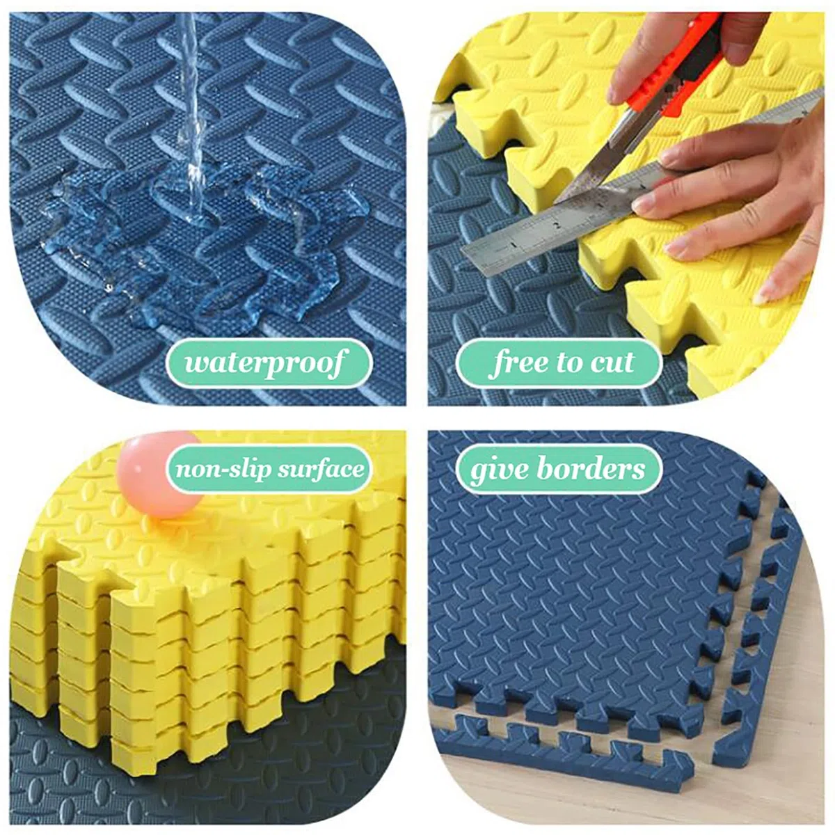 Baby Schaumstoff Spielmatte 60X60cm Dick Weich Krabbelmatte Für Kinder Und Kleinkinder Puzzlematte Puzzleteppich Sport rutschfest Bodenschutzmatte Fitness Matte,I,8Pcs
