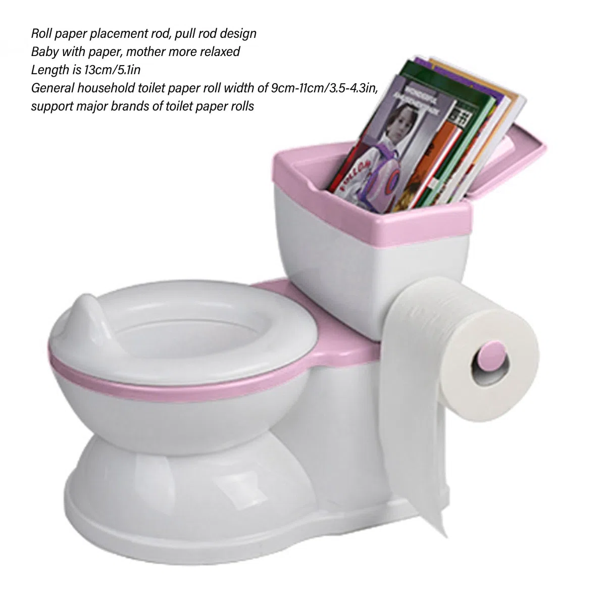 Asixxsix Töpfchen für Kleinkinder, realistisches Spülgeräusch, rutschfester Boden, leicht zu reinigen, mit Aufbewahrungsbox für und Mädchen (PINK)