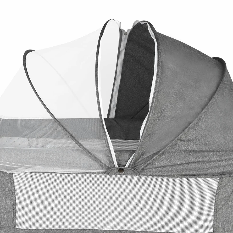 HUOLE 3 in 1 Beistellbett & Babywiege & Reisebett, 4-stufig Höhenverstellbares Babybett, neigbar, Kinderbett, Stubenwagen für Babys bis 25kg belastbar-104 * 52 * 100-110cm – Leinengrau
