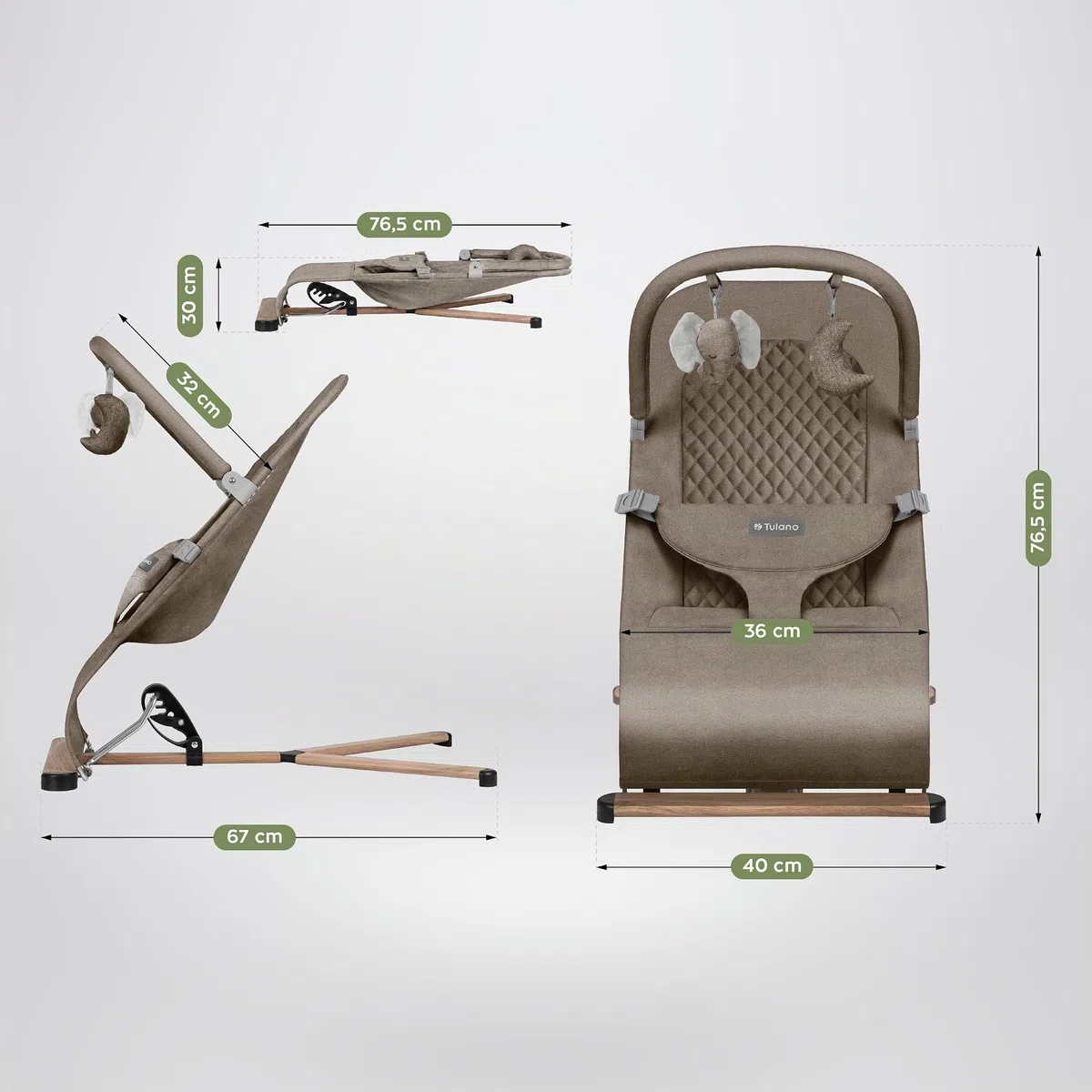 Tulano Moon 30 Ergonomische Babywippe - Babyschaukel für Kleinkinder - Beige