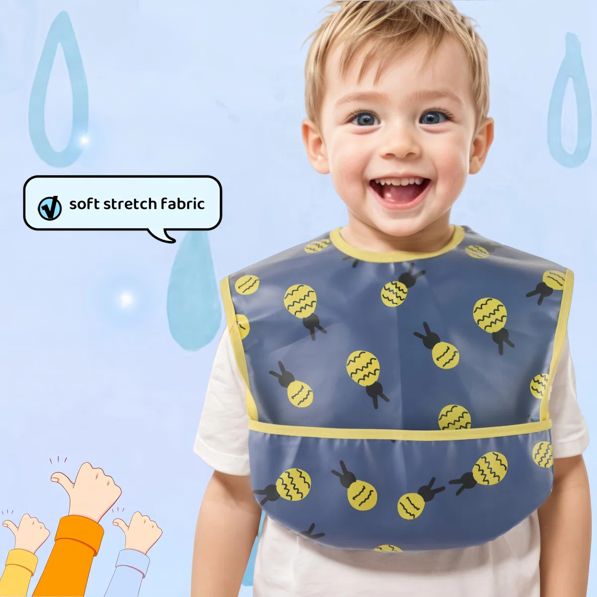Wasserdichtes Lätzchen für 6-48 Monate Boys & Girls - Kurzarm Schürze mit Eingebauter Tasche