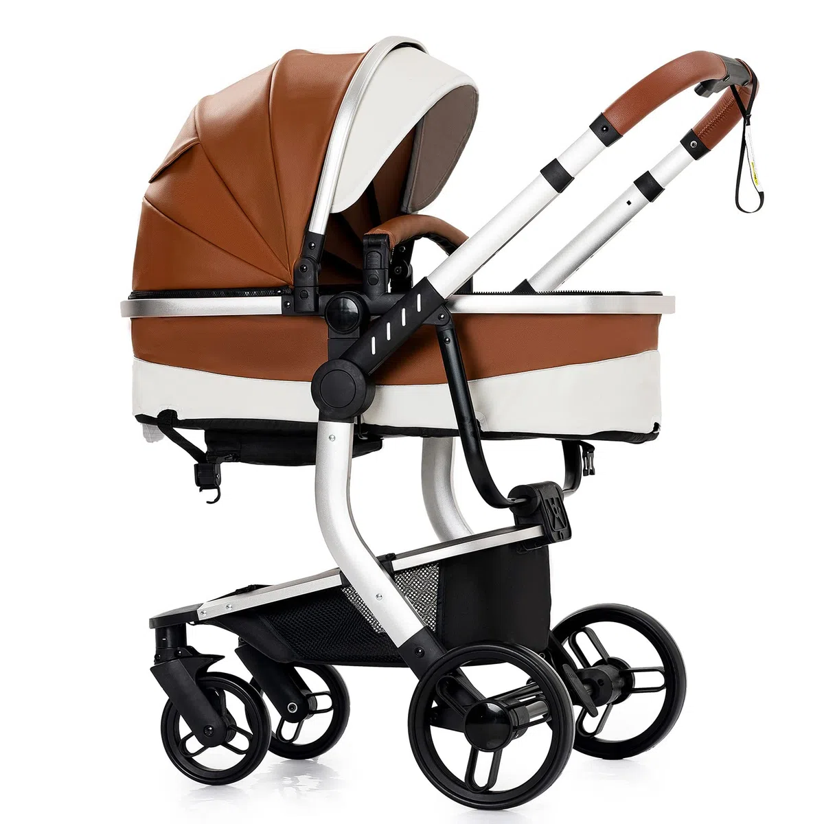 Magic ZC Kinderwagen 3 in 1, Kinderwagen mit Faltbarem Tragbarem One-Click-Design, Buggy mit Umkehrbarem Zwei-Wege-Schub, Kinderwagen 3 in 1 Komplettset mit Zubehör Hohe Landschaft (khaki 518)