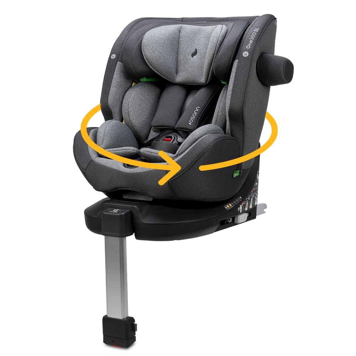 Osann One360 SL Reboarder drehbarer Kindersitz Standfuß 40-150 cm – Grey | Kindersitz 0-12 Jahre, 360 Grad drehbar, mitwachsender Baby Autositz, Kinderautositz mit viel Komfort & besonders sicher