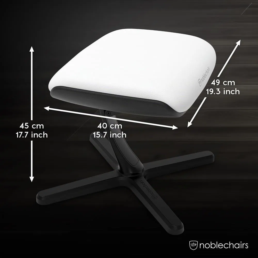 noblechairs Footrest V2.0, White Edition, 45-Grad Neigung, Premium Materialien, High-Tech Vinyl Bezug, Weiß