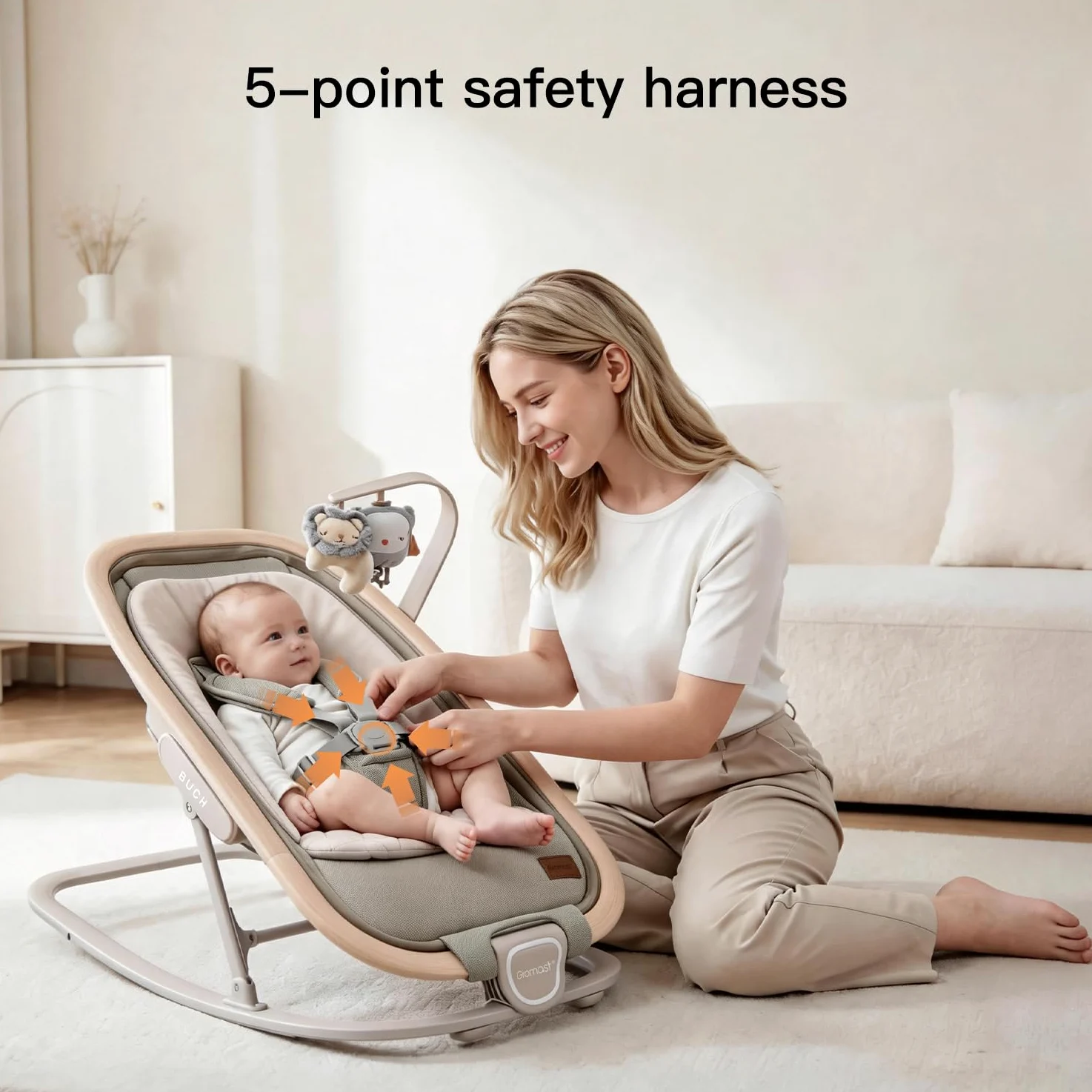 Gromast 2-in-1-Babywippe für Säuglinge, tragbare Babywippe mit 3 Liegepositionen und Reisetasche – Grün