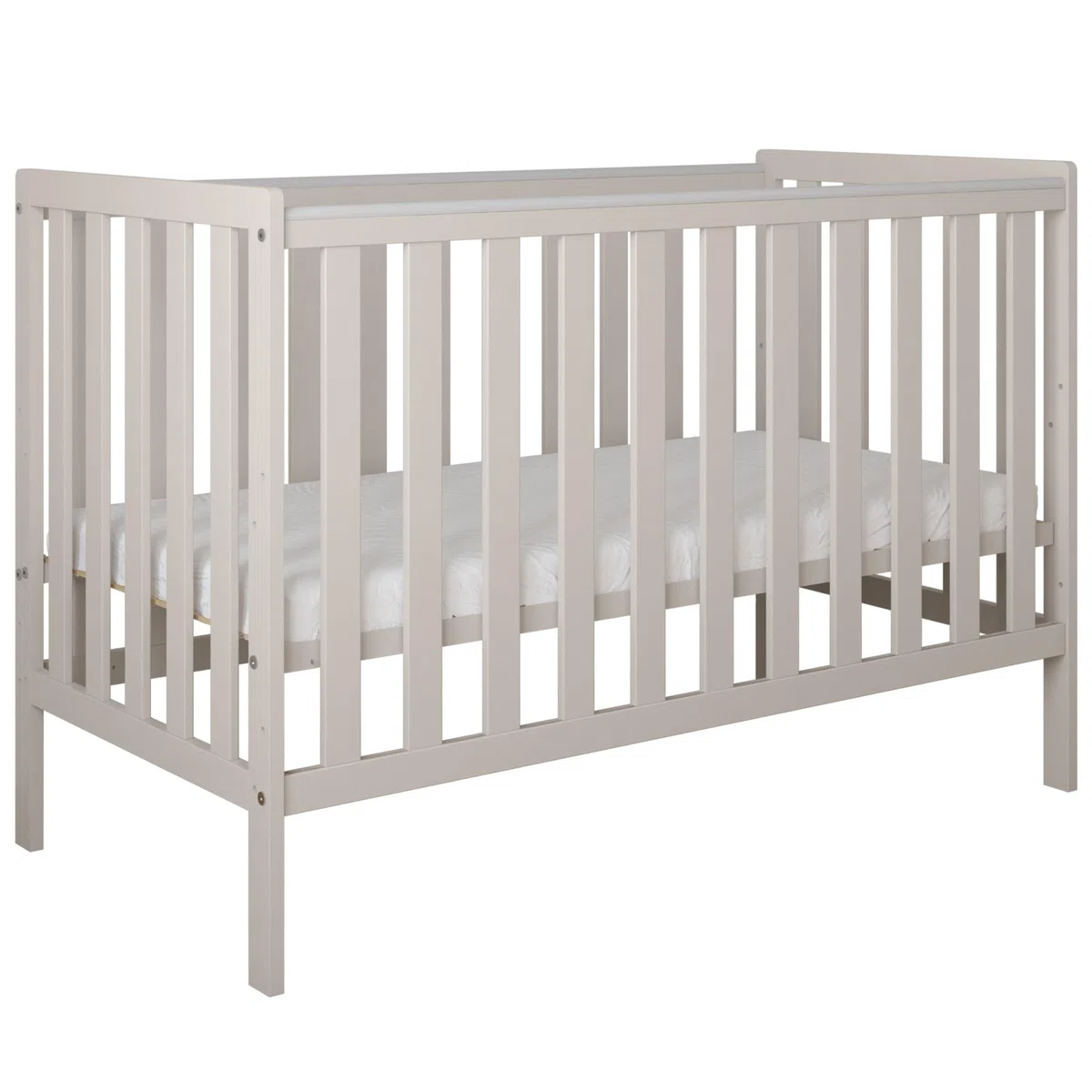 zee - Babybett Kinderbett, 2w1 Bett Bambi - Dreistufige Einstellung für Nicht Sitzendes, Sitzendes und Stehendes Kind - Zwei Abnehmbare Sprossen - mit Geländer - 60x120x86cm, Cachemire