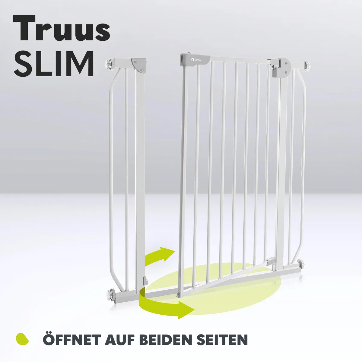 Lionelo Truus Slim Treppenschutzgitter ohne Bohren 75–105 cm | Baby Türschutzgitter mit Erweiterung, Auto Close, Doppelte Sicherung, Beidseitig Öffnend, Niedrige Schwelle