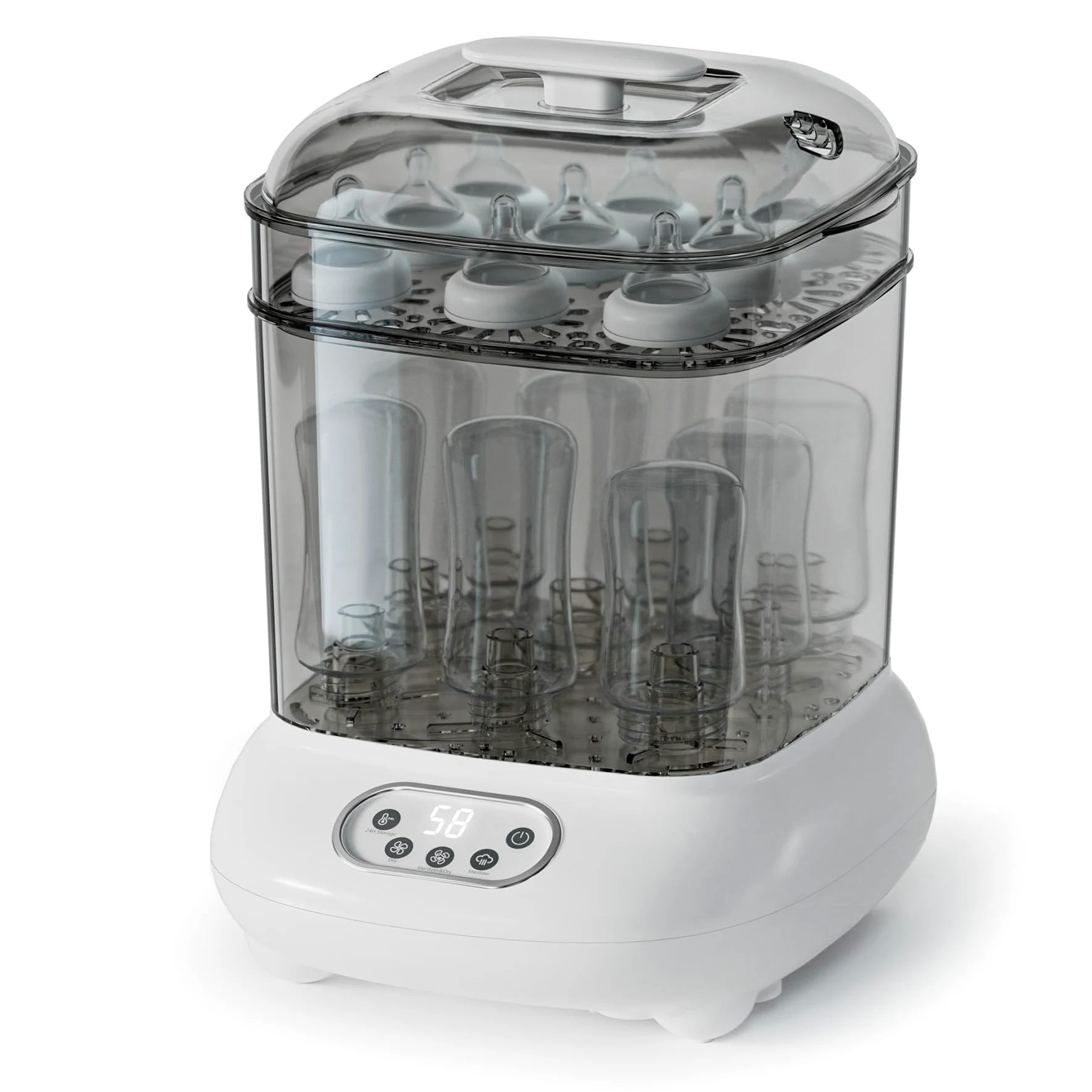 Babyflaschen Sterilisator und Trockner, Elektrischer Dampfsterilisator, größere Kapazität für 9 Flaschen von allen Arten plus Zubehör, Schnuller, Beißspielzeug, Neugeborenen Erstausstattung