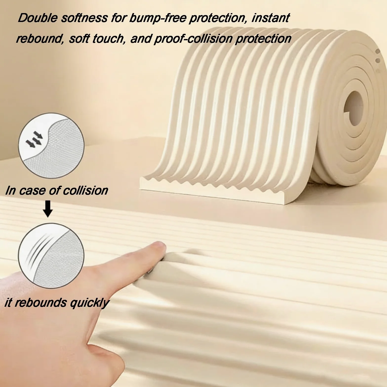 Schaumstoff-Sicherheitsstreifen Selbstklebend Kanten- und Eckenschutz für Möbel, Tische, Stühle, Treppen und Arbeitszimmer, Braun, 2M