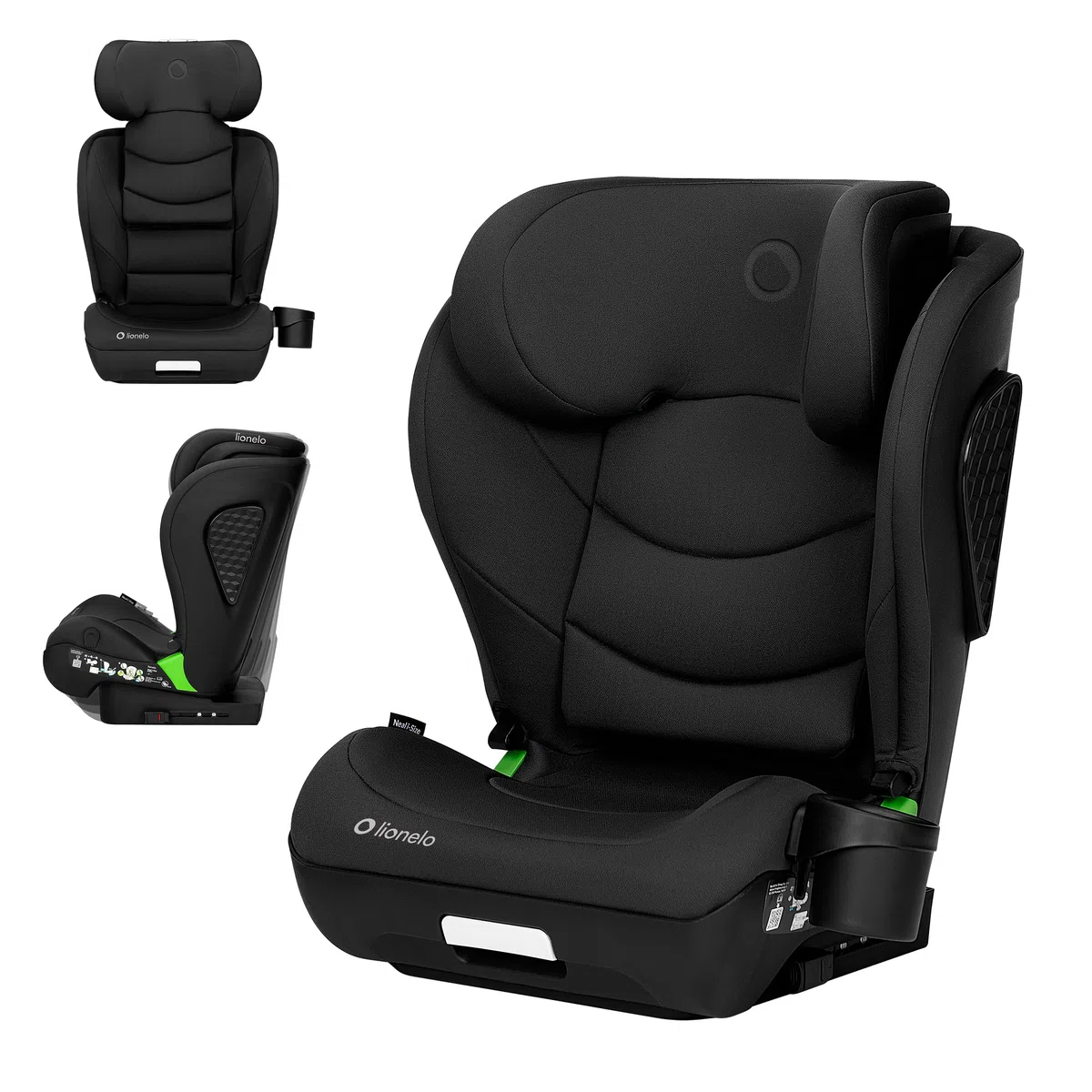 LIONELO NEAL I-SIZE Kindersitz, Gruppe 2 3, von 100-150 cm | Von ca. 3 bis 12 Jahren Befestigung ISOFIX oder ohne Gurte Verstellbare Kopfstütze Seitenschutz Armlehnen Standard R129