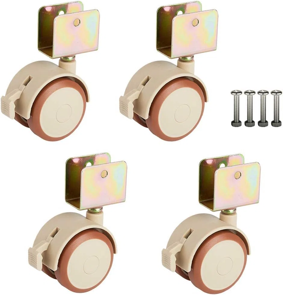 Set mit 4 robusten Gummirollen für Kinderbetten, 5 cm (2 Zoll) drehbare Möbelrollen, Kinderbettrollen für einfache Mobilität und sichere Verwendung