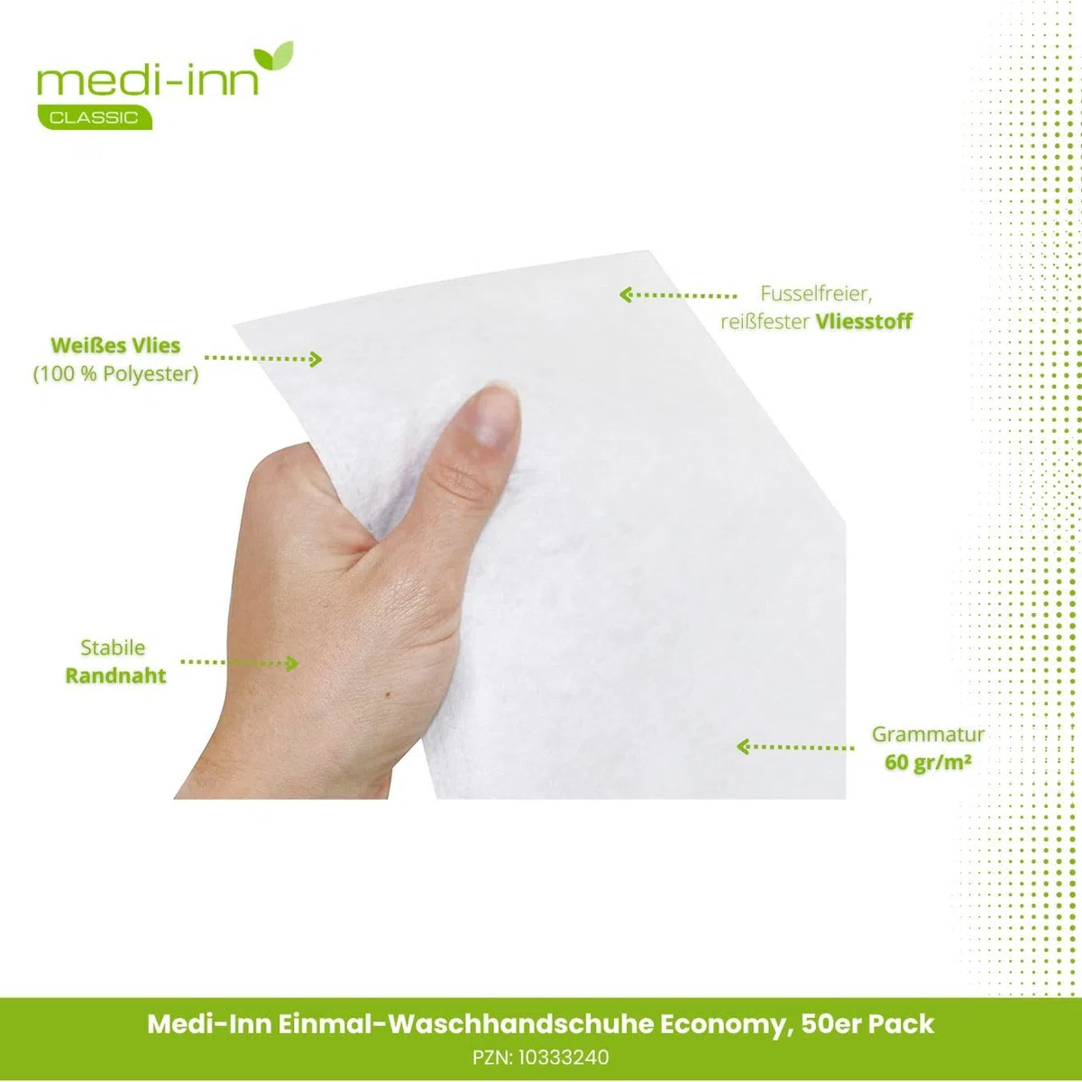 Medi-Inn Einmal-Waschhandschuhe ECONOMY | 2000 Stück | Einmalwaschlappen zur schnellen & gründlichen Körper- & Intimpflege | zur Babypflege