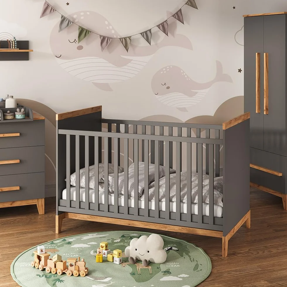 VitaliSpa Kinderzimmer-Set Malia, Grau/Eiche, 4er Set, zur Erweiterung mit weiteren Malia Möbelstücken geeignet