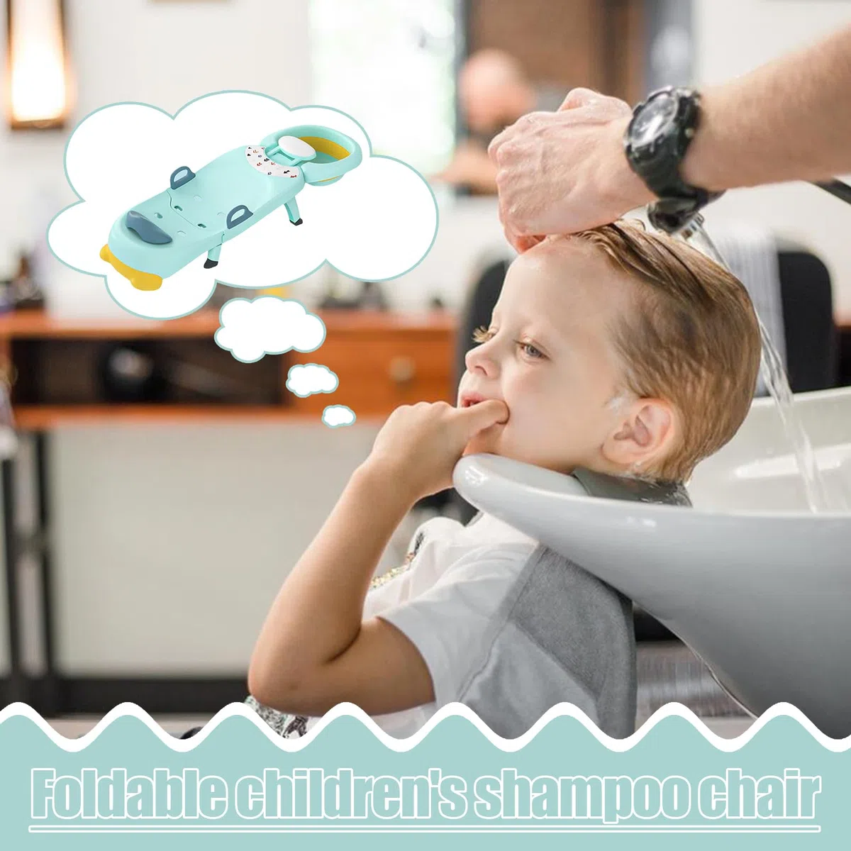 Haarsalon-Stuhl für Kleinkinder: Faltbarer Shampoostuhl für Kinder, verstellbar, verstellbarer Kinder-Shampoo-Stuhl für, Mädchen, Kleinkinder