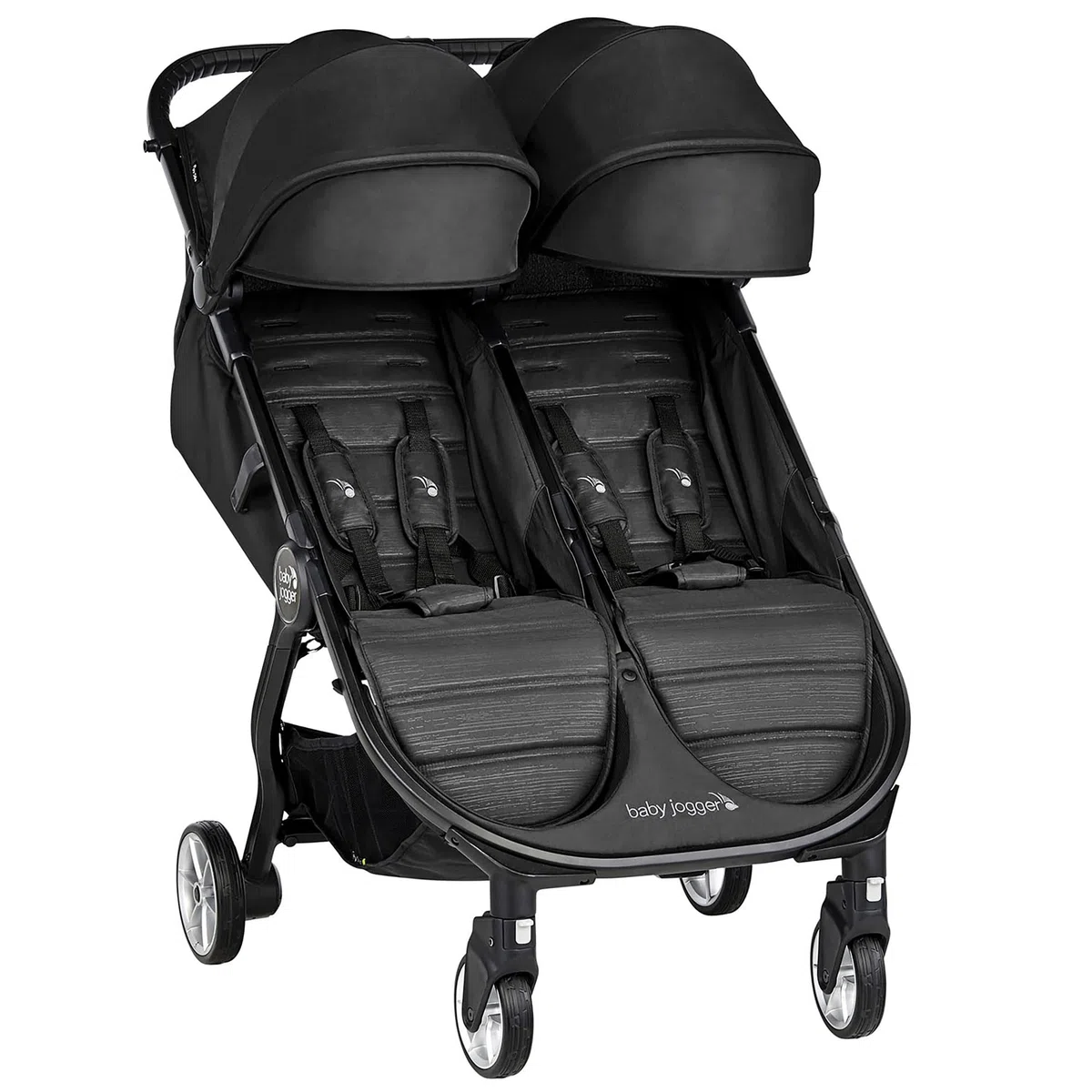 Baby Jogger City Tour 2 Double Geschwisterwagen Zwillingswagen für Reisen | leichter, zusammenklappbarer und tragbarer Zwillingsbuggy | Pitch Black (Schwarz)