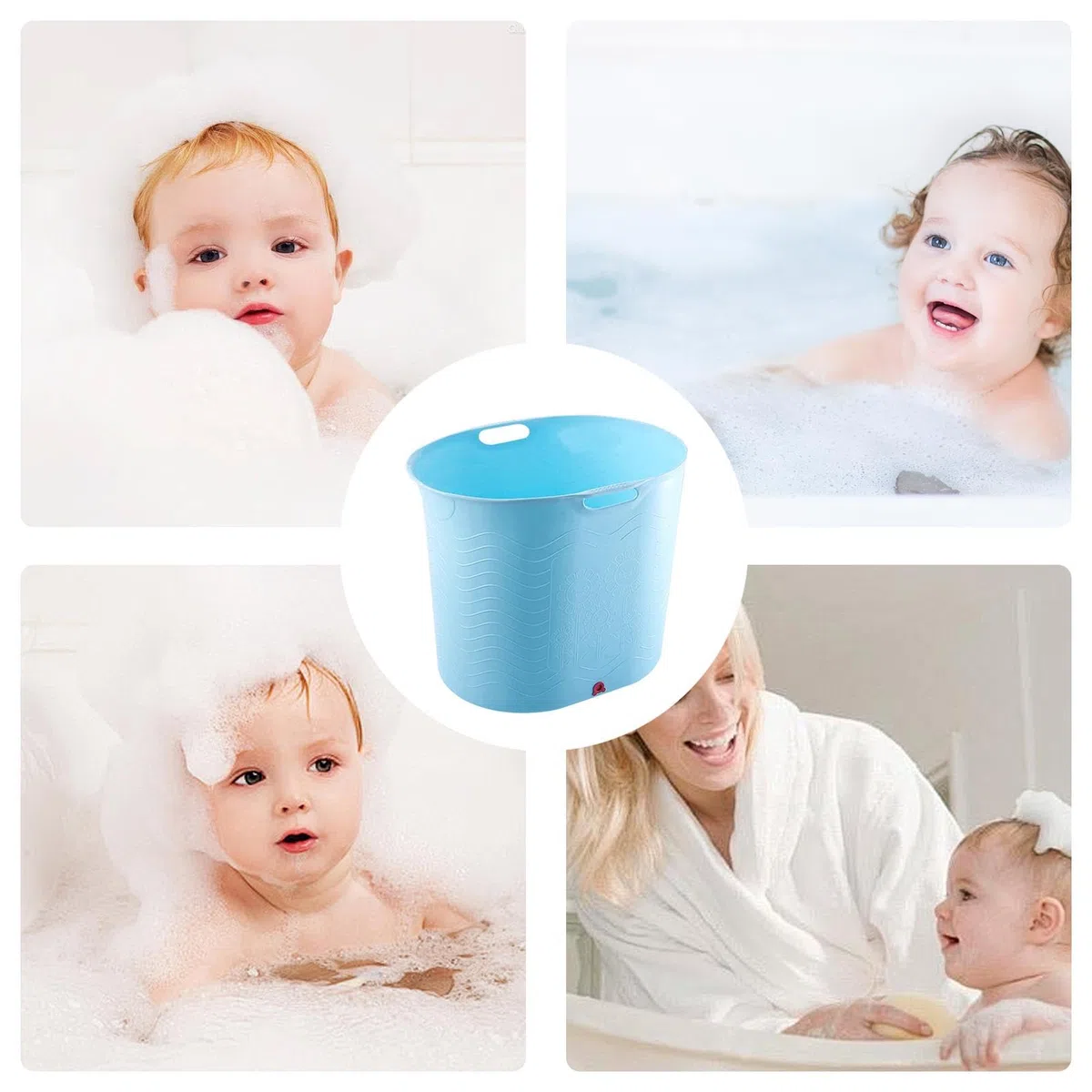 Babybadewanne, Babybadewanne für Kleinkinder, sicher für Kinder, hochtemperaturbeständig, mit Ablaufboden, großer und tiefer Badeeimer für Kinder