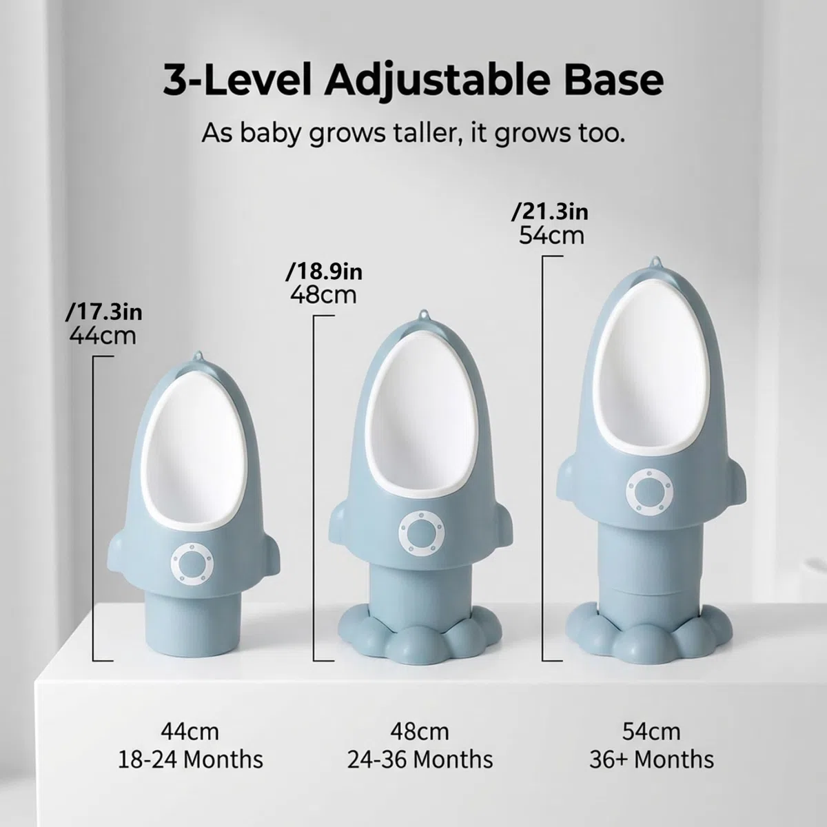 Töpfchentraining-Urinal für Kleinkinder verstellbares spritzsicheres Baby-Töpfchen mit lustiger Cartoon-Form hängend/stehend leicht zu reinigen für Jungen von 1-6 Jahren Wathet
