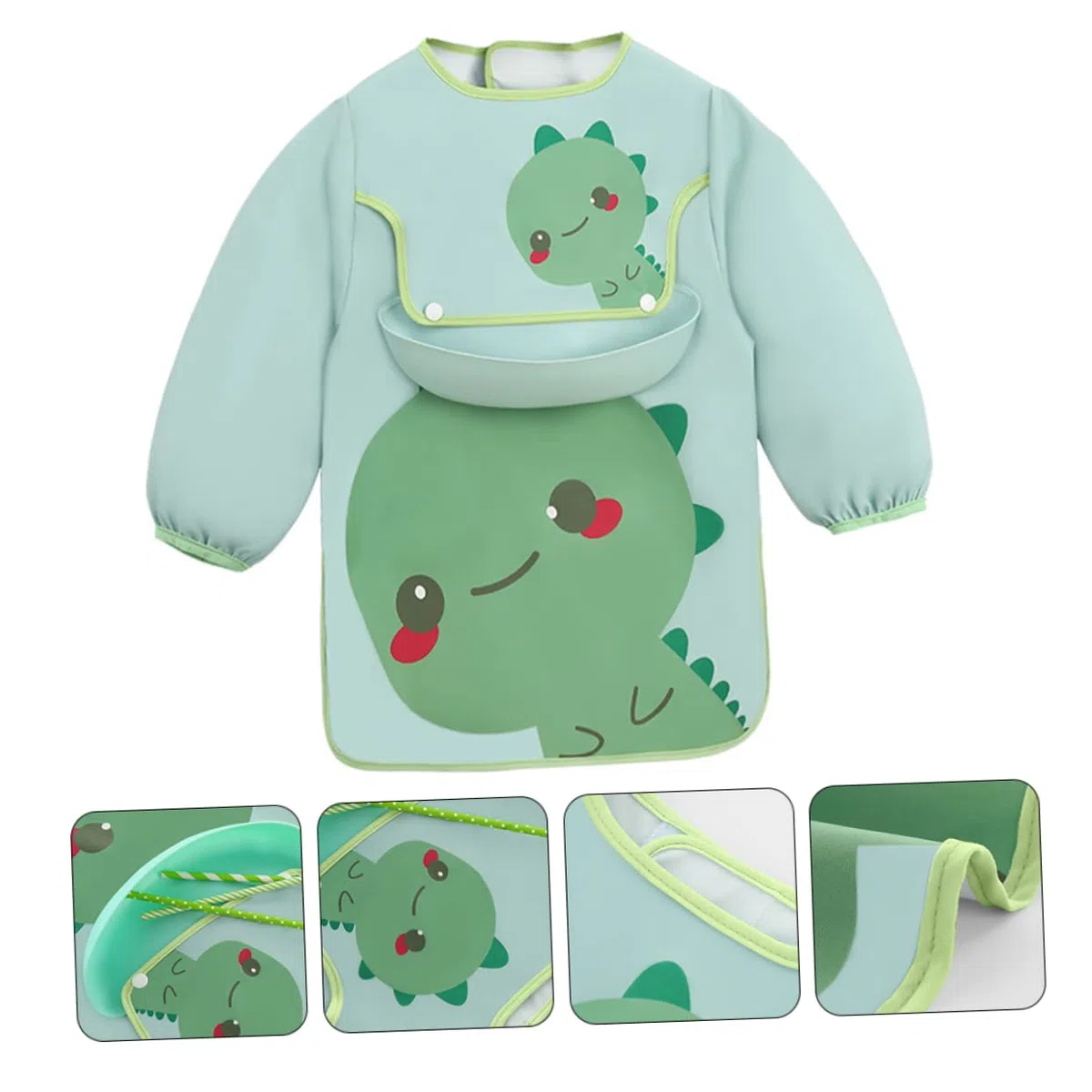 KOMBIUDA 2 Stücke Infant Smock Bib Große Tasche Cartoon Design Aquarell Leicht Zu Reinigen Für Babys