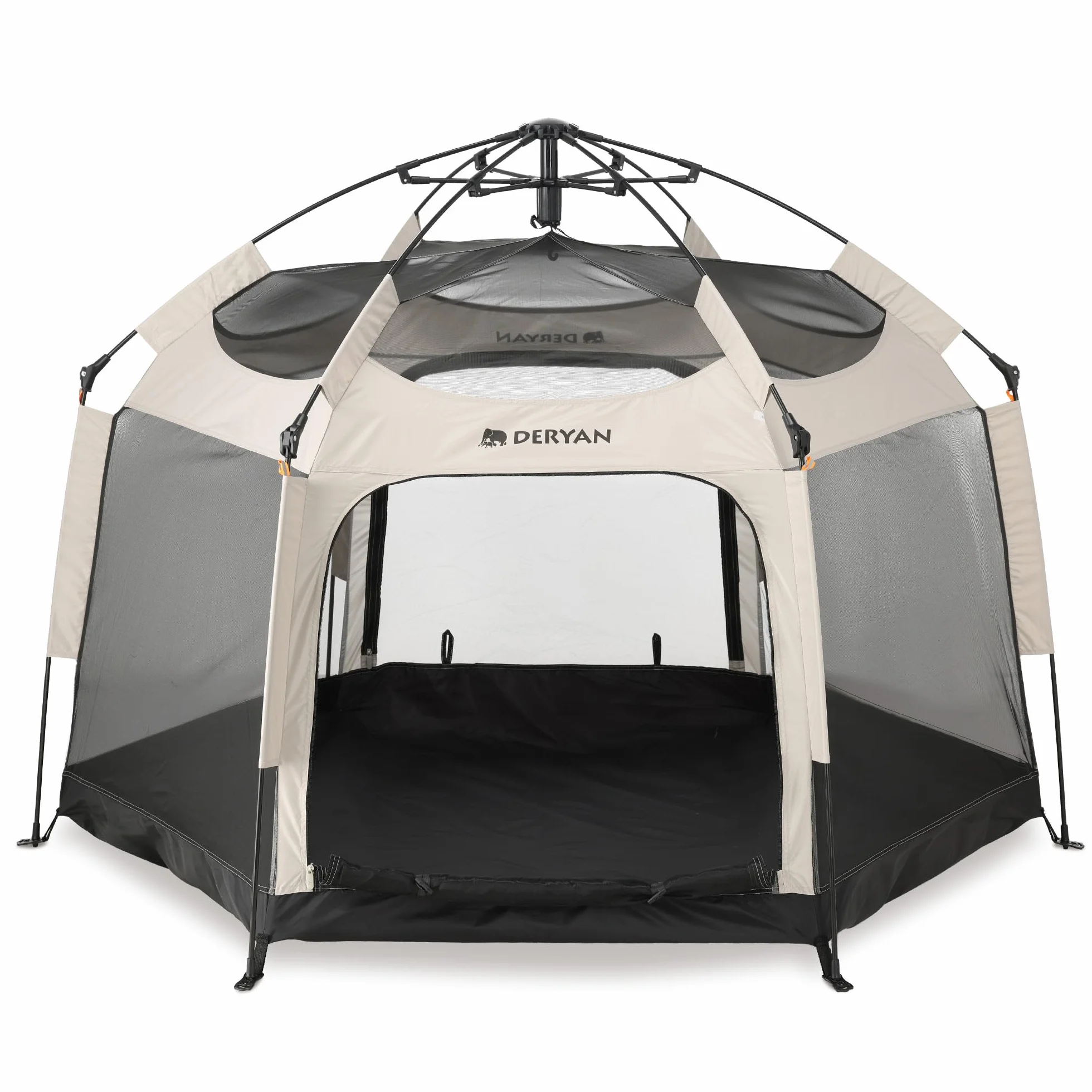 Deryan Up-To-Go pop-up reisebett & kinderbox – Tragbare Strandmuschel für Babys & Kleinkinder – faltbar mit tragetasche, 150 x 170 x 125 cm – Sand