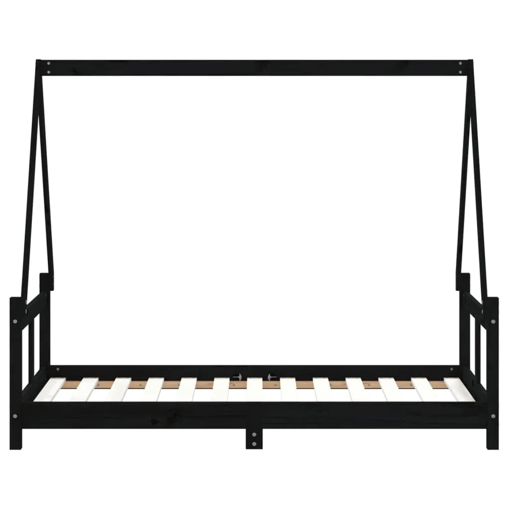 Kinderbett aus Massivholz Kiefer – Hausform Bett mit Lattenrost – 70x140 / 80x160 / 80x200 / 90x190 / 90x200 cm – Farben: Natur/Schwarz/Weiß – Kinderbett für Kinder ab 4 Jahren