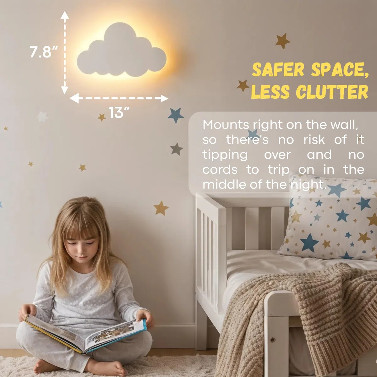 KALEOLI Kinderzimmer Nachtlicht für Babys - Babylicht - Wolkenlichter für Schlafzimmer - Wiederaufladbares Wolkenlicht mit 90 Minuten Timer - Unisex Dekor für Babys und Kleinkinder Schlafzimmer