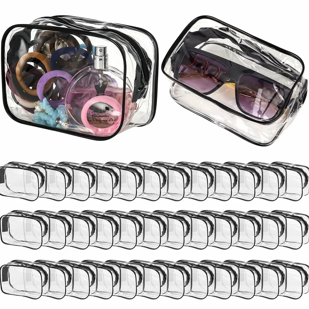 36 STK. transparente Make-up-Taschen, Reise-Kulturbeutel mit Reißverschluss, klare PVC Organizer-Beutel mit Sichtfenster, wasserabweisend, für Urlaub, Reise und Bad, für Kosmetik und Kleinteile