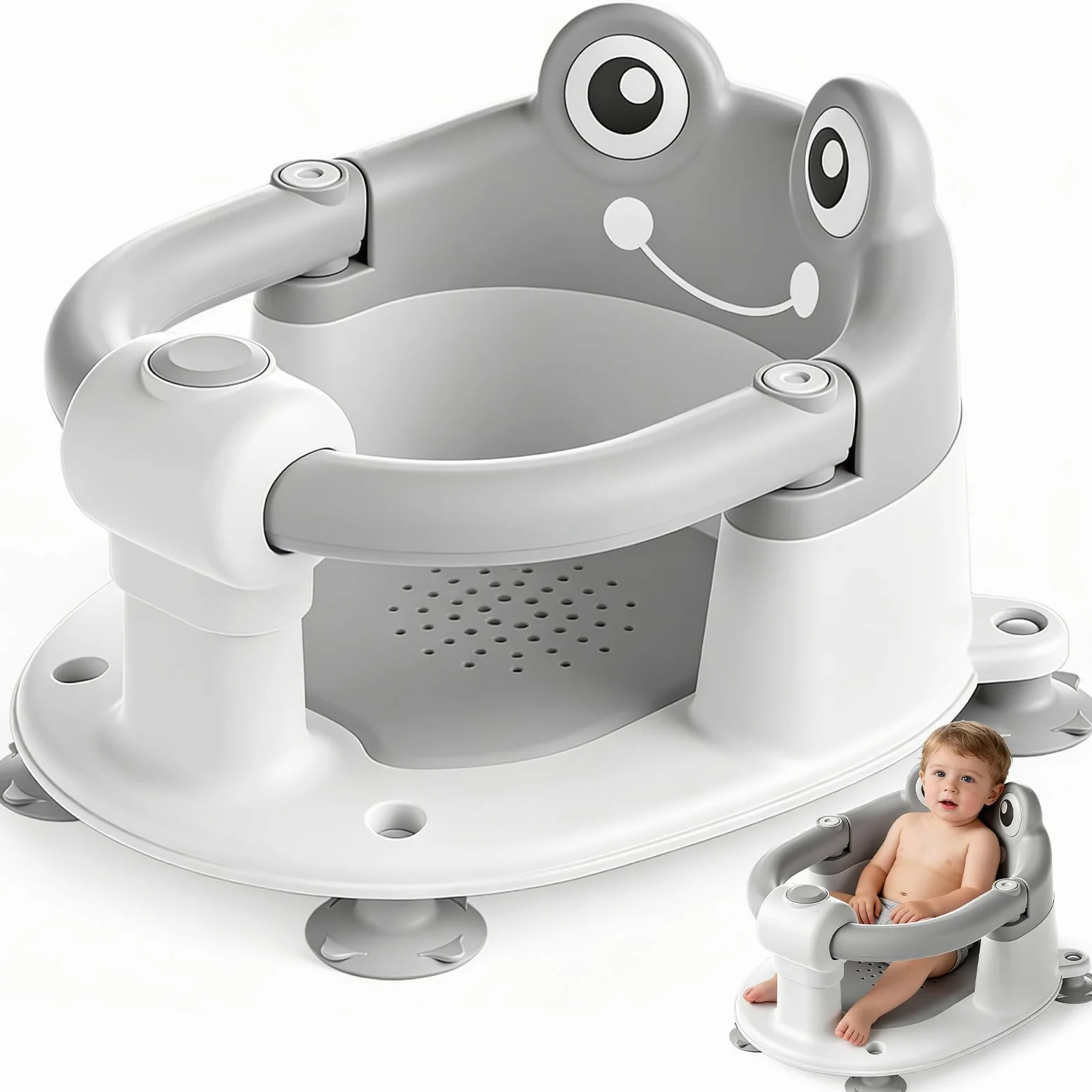 Badewannensitz Baby ab 6 Monate,Baby Badewannensitz,Badesitz Baby mit 4 Saugnäpfen und Kissen,Baby Bath Seat für Kleinkinder und Neugeborene,Baby Sitz Badewanne für Dusche oder Badewanne