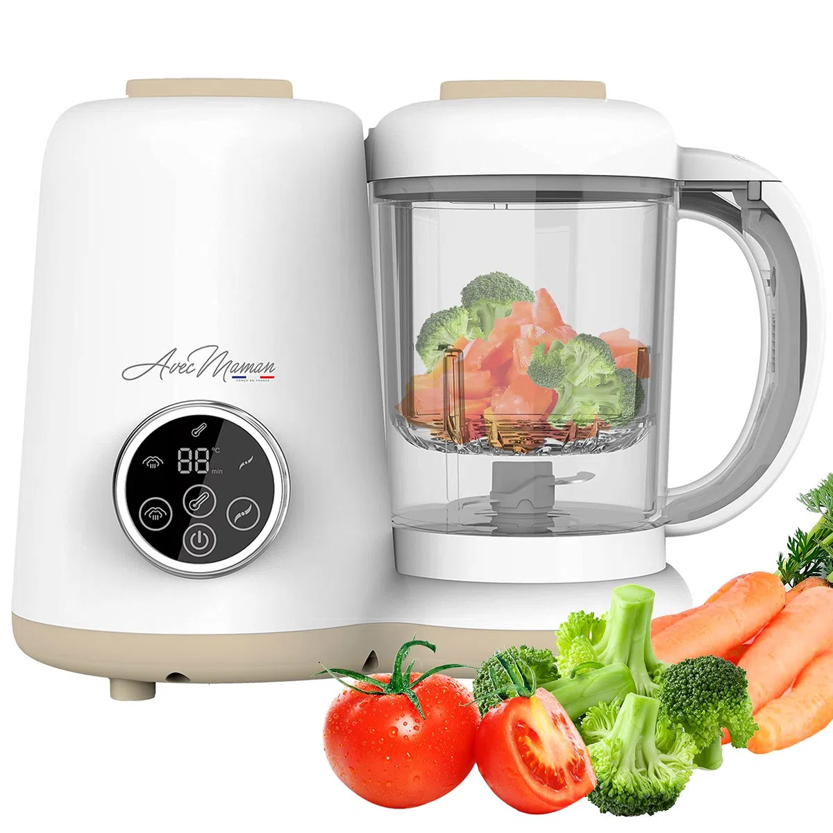 Baby Chef - 4-in-1 Babynahrungszubereiter - Dampfgarer - Mixer - Babybrei Zubereiter - Flaschenwärmer - Sterilisator - Baby Nahrungszubereitung - BPA-FREI