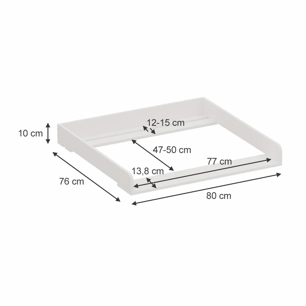 Oskar-Store Vicco Wickelaufsatz, Weiß, 80 x 76 cm für die Kommode, zur sicheren Befestigung auf handelsüblichen Kommoden