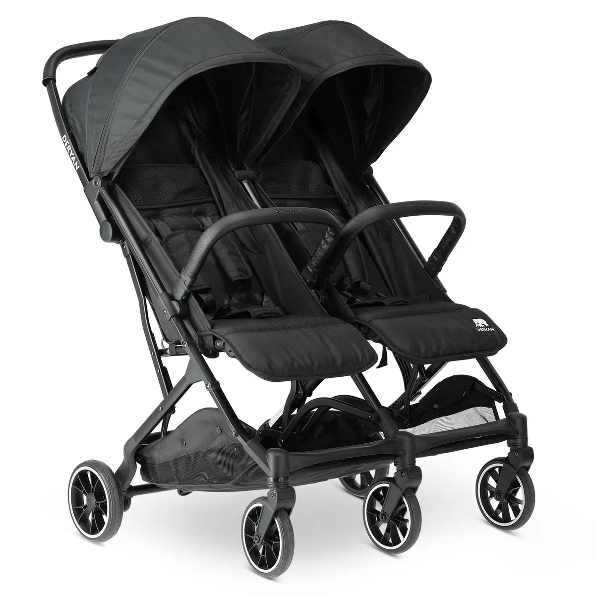 Deryan Rolo X2 Kinderwagen Buggy 2 in 1 - klappbar bis 44kg - Schwarz