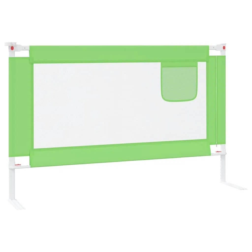 Kleinkind-Bettschutzgitter Grün 120x25 cm Stoff mit Verstellbarer Höhe 70-95 cm für Kinderbett und Elternbett, Rausfallschutz und Absturzsicherung