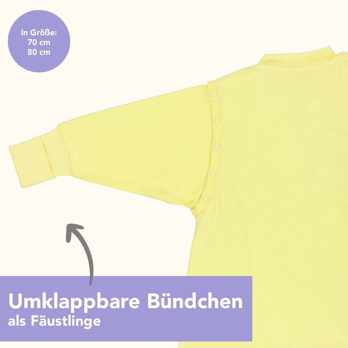 schlummersack Baby Kinder Schlafsack Ganzjahr 80 cm Popcorn | annehmbare Ärmel, gefüttert, Ganzjahresschlafsack, 2.5 Tog