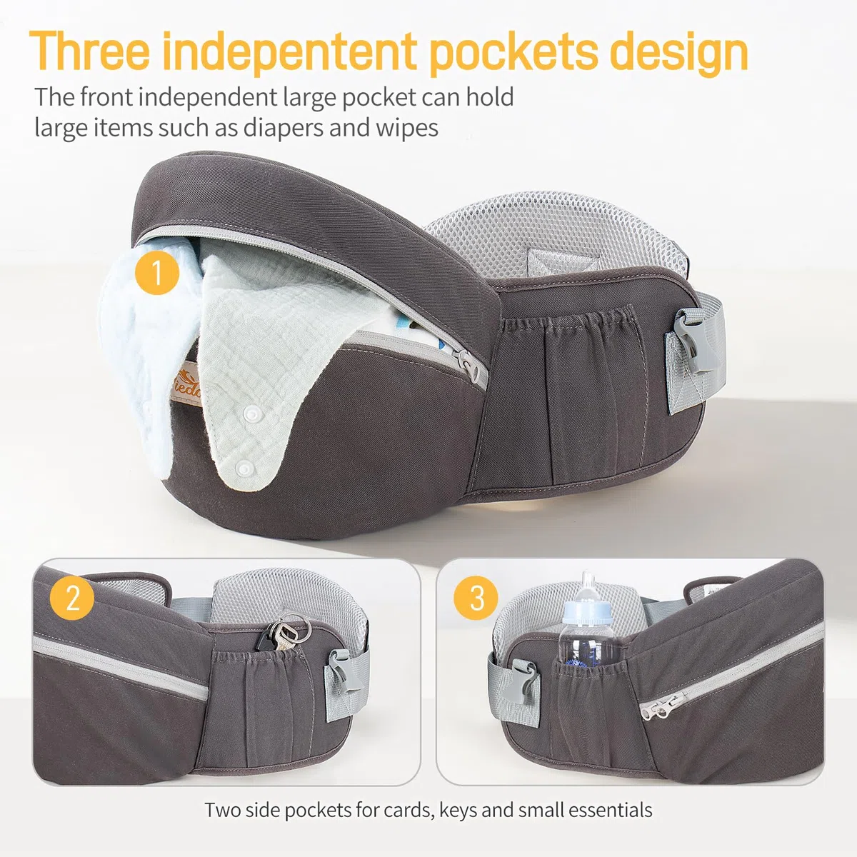 Viedouce Hüftsitz Baby, Ergonomische Hüfttrage Trageshilfe mit Sicherheitsgurt Schutz für Babys und Kleinkind, Leichte und Bequeme Baby Carrier für 4-36 Monate
