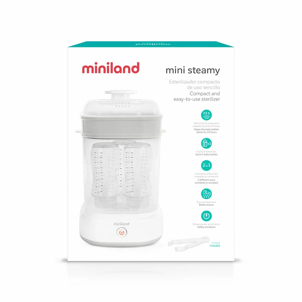 Miniland Mini steamy - Weißer Sterilisator mit großem Fassungsvermögen