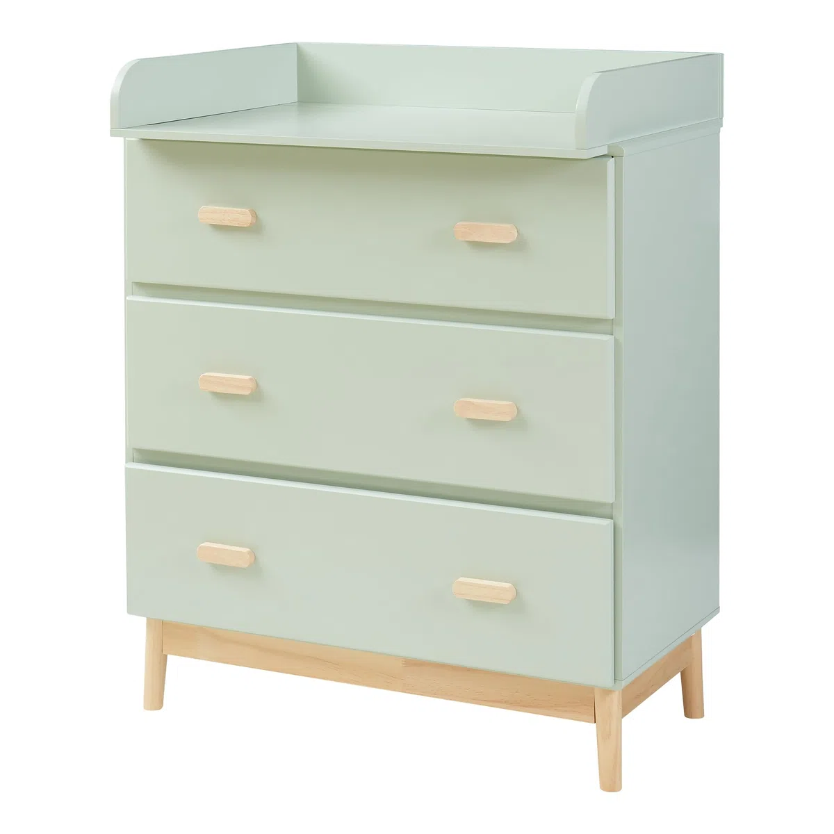 [en.casa] Wickelkommode Sarievn 100 x 80 x 53 cm Wickeltisch mit abnehmbarer Wickelauflage Kommode mit 3 Schubladen Mintgrün