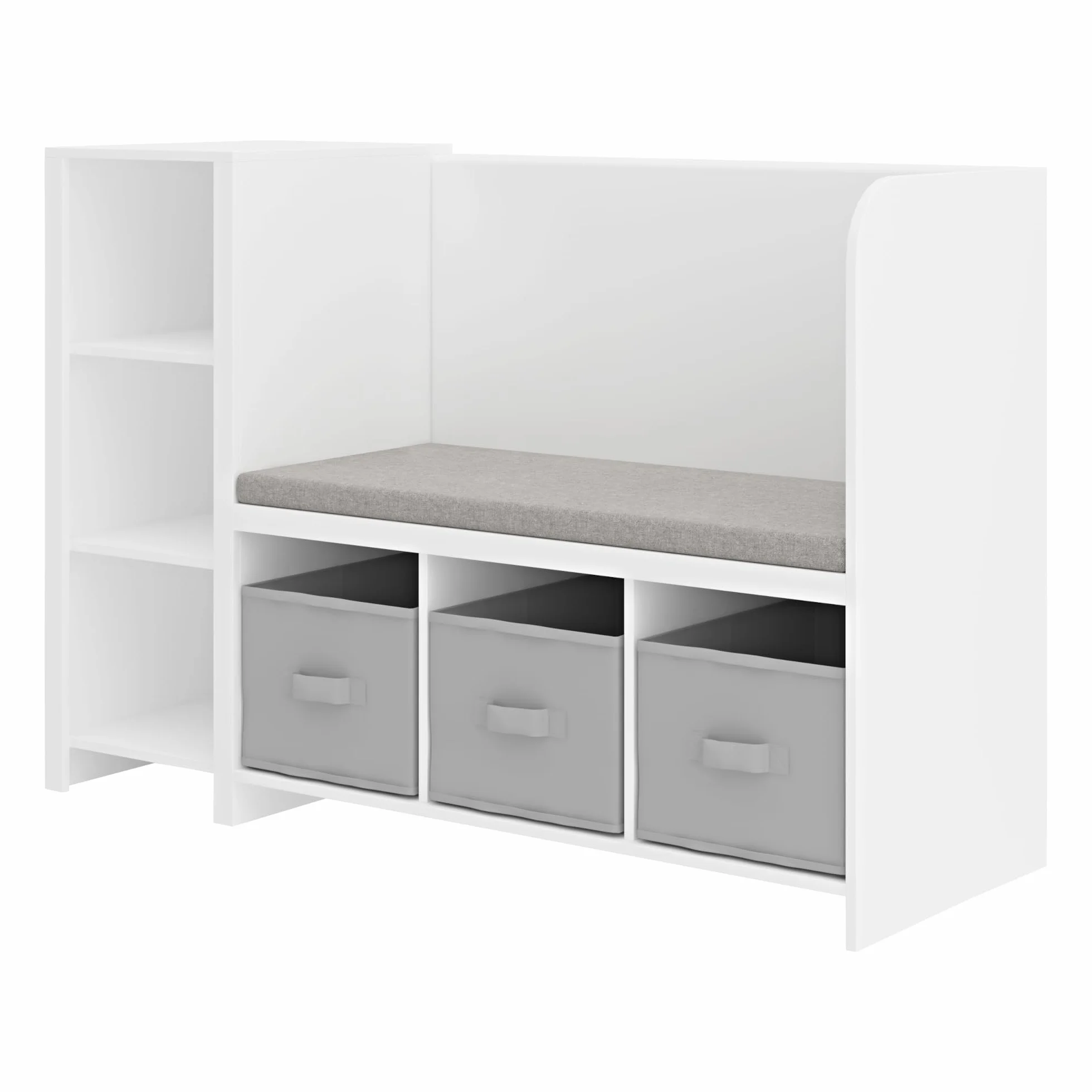 Kindersitzbank mit Regal Høylandet Sitzbank mit Stauraum 76 x 112 x 40 cm Weiß/Grau