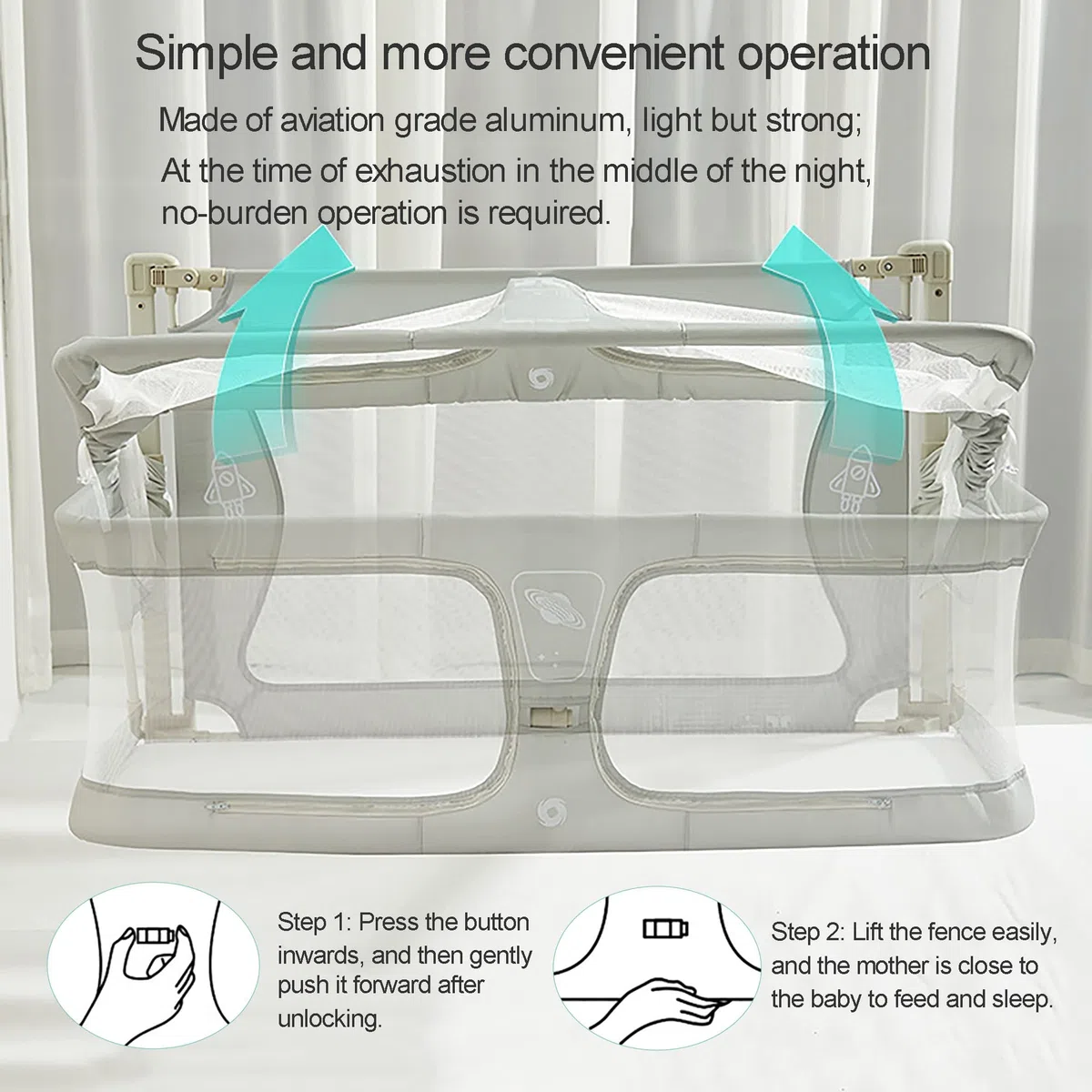 3 in 1 beistellbett Baby,babybett,Babywiege,Baby Bett,Höhenverstellbares, beistellbett Baby boxspringbett,Baby laufstall, der auf das Bett gestellt Werden kann,mit Mückennetz