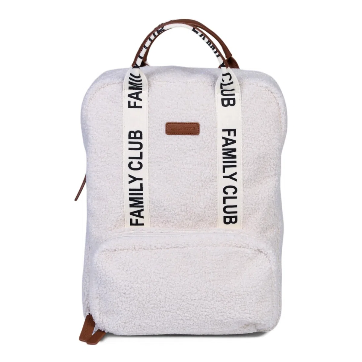 CHILDHOME Wickelrucksack Family Bag – Großes Fassungsvermögen 20,5L, Multifunktional, Wickelunterlage Inklusive, 11 Fächer, Isoliertasche, Trolley-Pass, Kinderwagenbefestigung – Farbe Teddy White