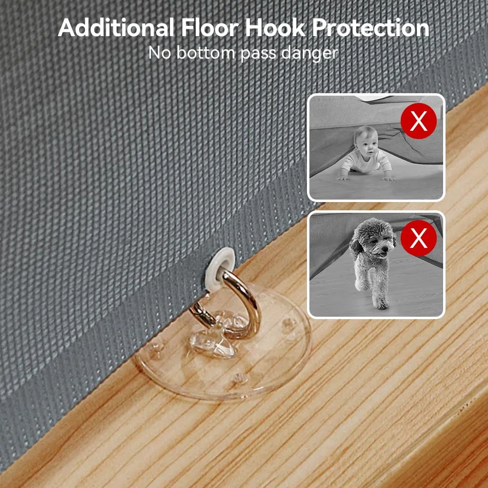 COMOMY 0-300cm Treppenschutzgitter Ausziehbar, Türschutzgitter für Baby, Katzen und Hunde, 86 cm Hoch Türgitter Treppengitter, Babygitter Absperrgitter für Treppen/Türen/Auße, Grau
