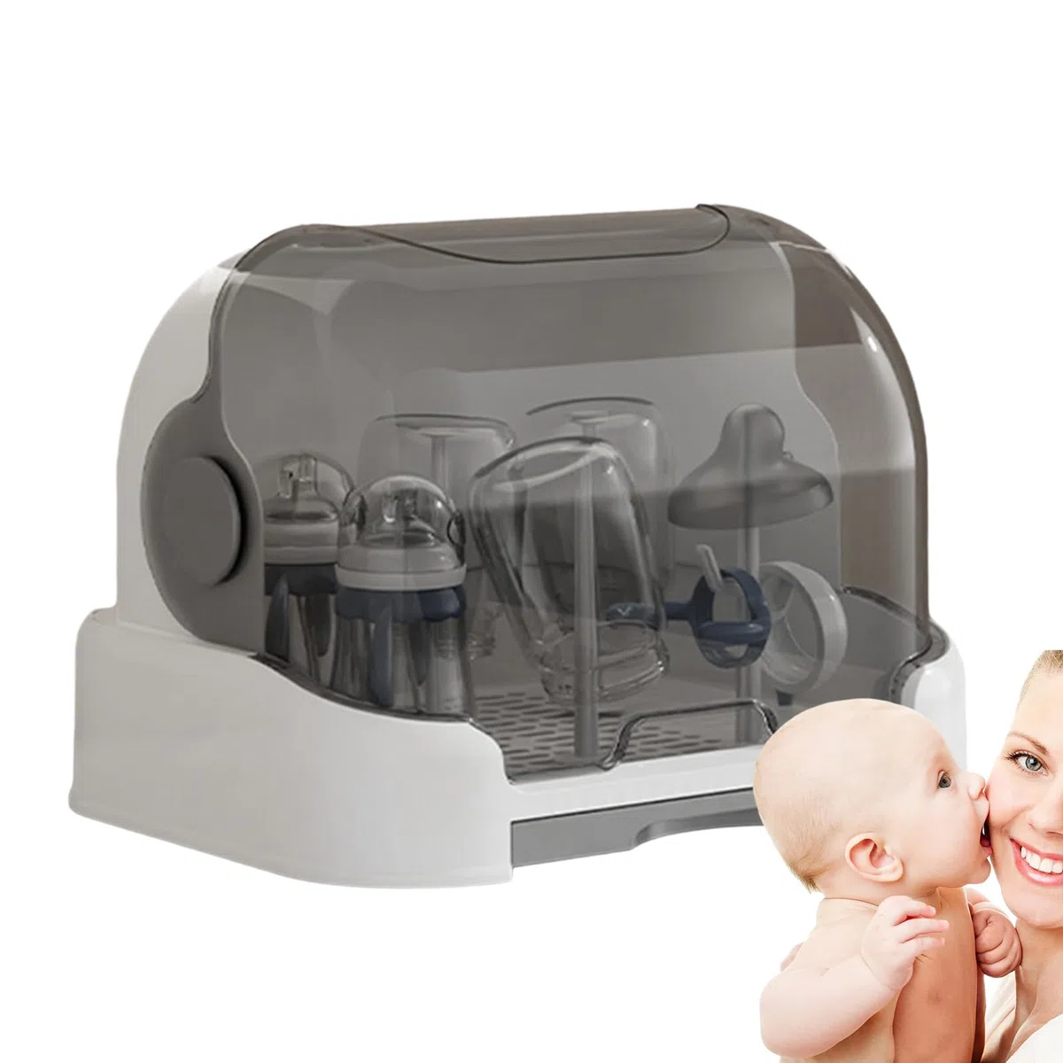 Abtropfgestell für Babyflaschen – 2025 großer Babyflaschen-Organizer | staubdichte Flaschenaufbewahrung mit Abnehmbarer Abtropfschale, langlebiges für Kleinkindflaschen und Aufbewahrungsbox