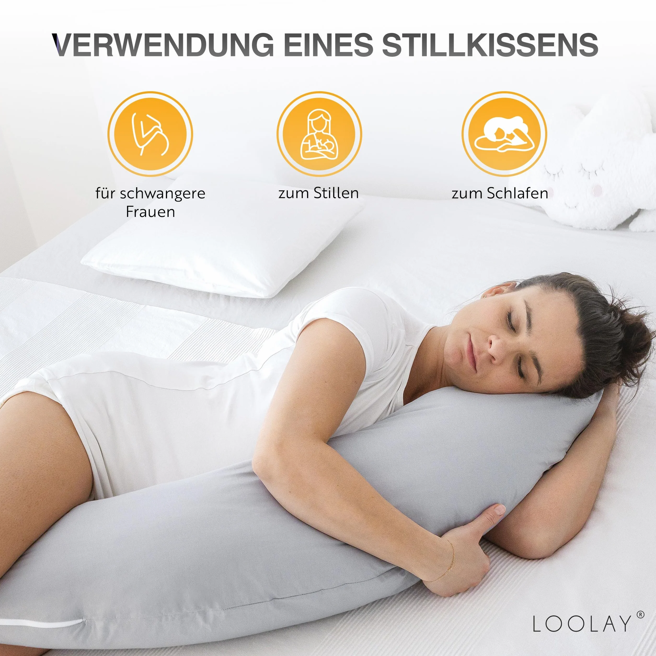 LOOLAY schwangerschaftskissen 170cm – Stillkissen und Lagerungskissen für Schwangere – 100% Öko-Tex Baumwolle – Ergonomisches Körperkissen mit Waschbarem Bezug (Rosa Waffel/Rosa Wiese)