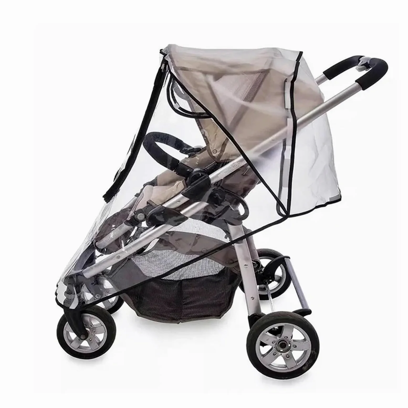 Regenschutz Kinderwagen Eva Kinderwagen Zubehör wasserdichte Regen Abdeckung Transparent Wind Staub Schild Reißverschluss Öffnen for Kinderwagen Regenmantel(Eva-U Open-Gray-L)