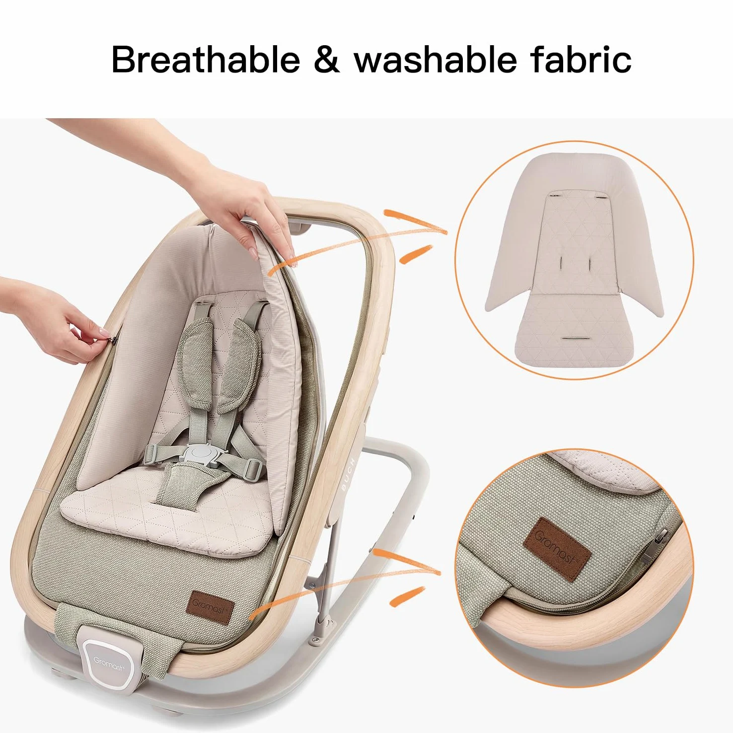 Gromast 2-in-1-Babywippe für Säuglinge, tragbare Babywippe mit 3 Liegepositionen und Reisetasche – Grün