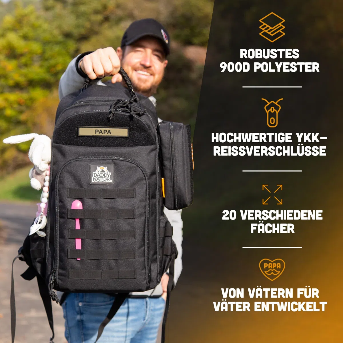 BIG Arnold Wickelrucksack für Väter mit Wickelunterlage inklusive Organizer für Feuchttücher und Organizer für Accessoires | Komplettes Bundle