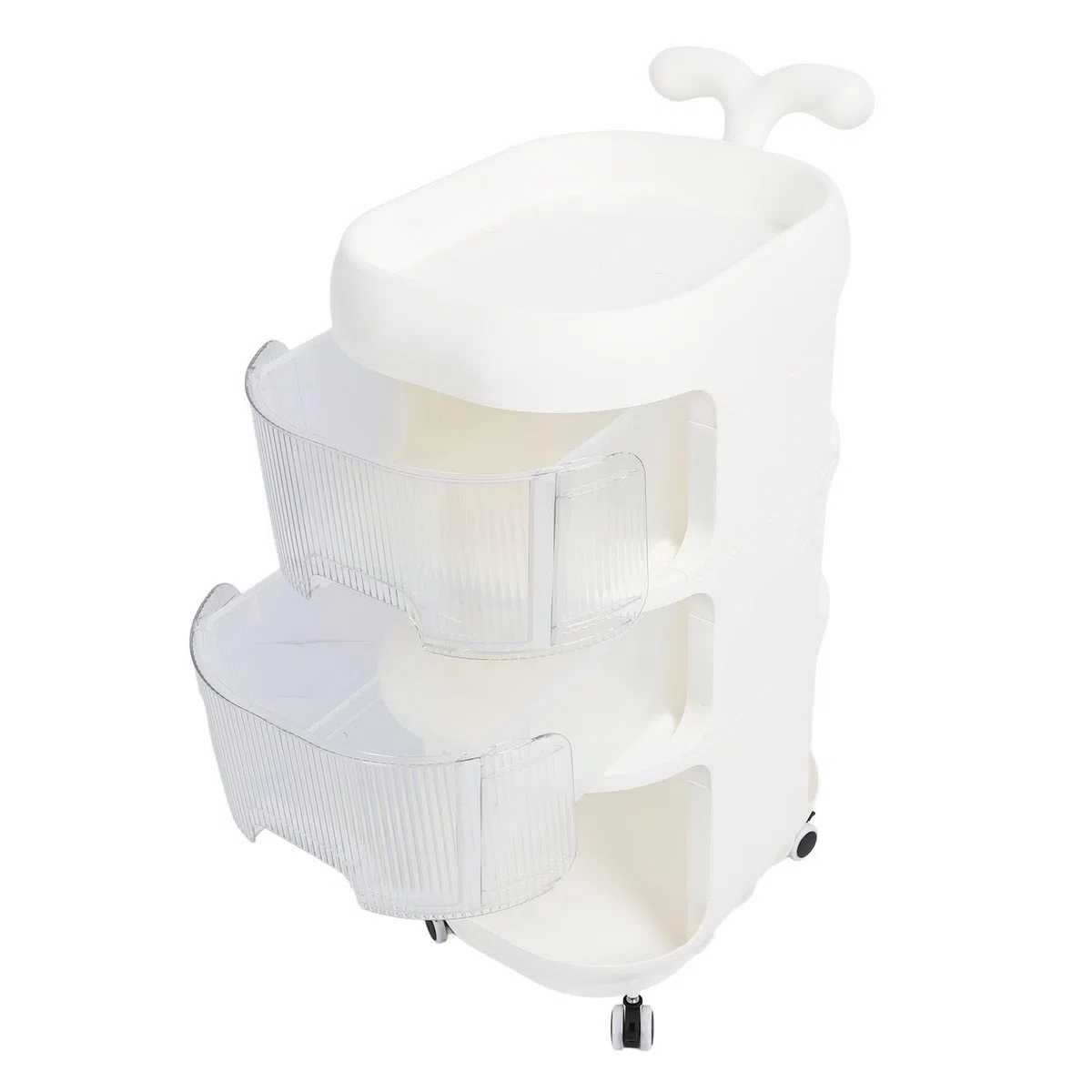 Baby-Aufbewahrungswagen, Zusammenklappbarer Rollwagen mit Beweglichem Design, 3-stöckiger Organizer für Babywindeln, Snacks und Feuchttücher, Wasserdicht und Leicht zu Reinigen