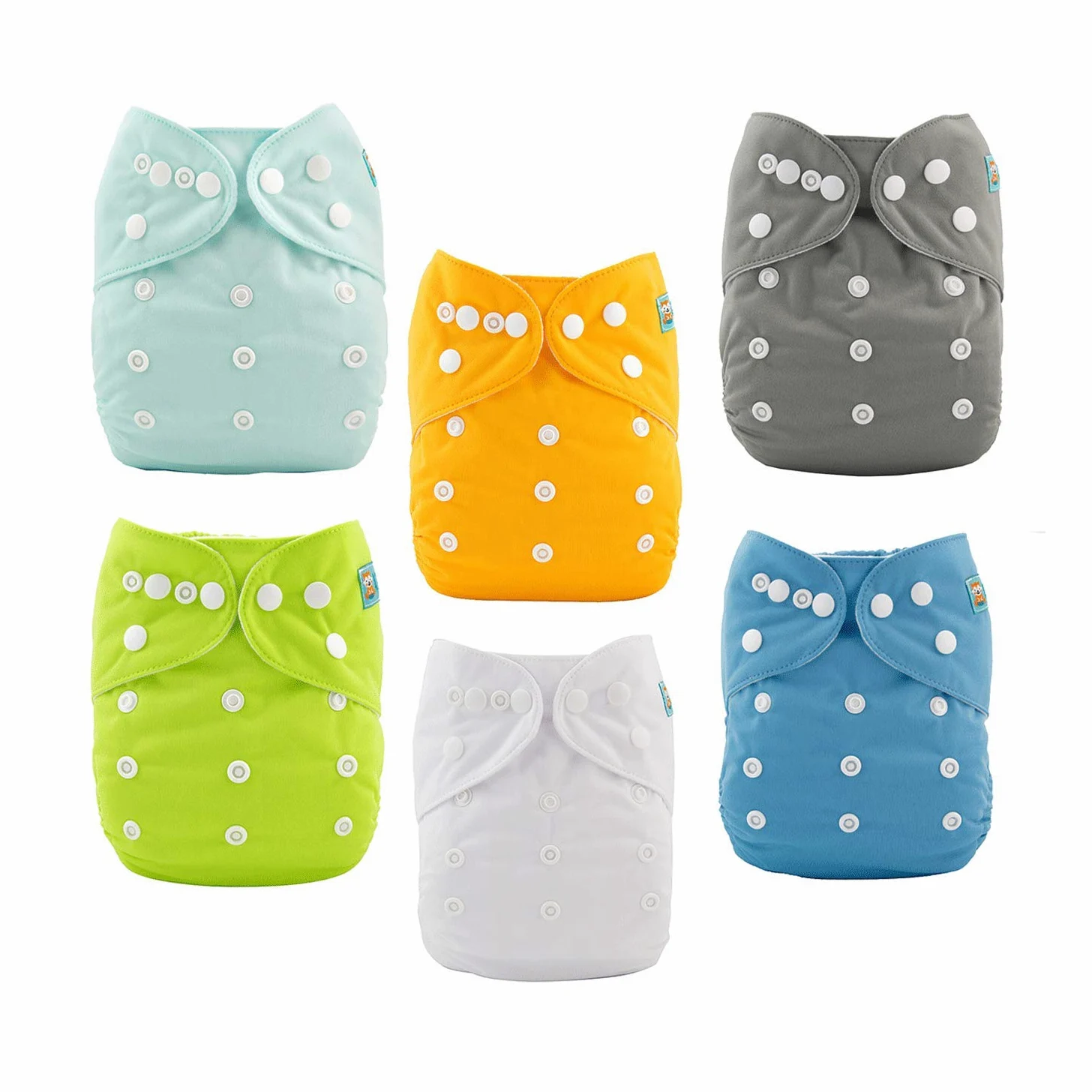ALVABABY 6 Pack Tasche waschbar Verstellbare Stoffwindeln Windeln + 12 Einsätze 6BM98-DE