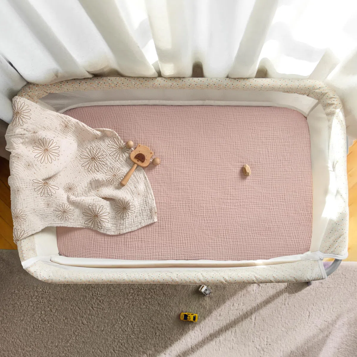 lulumoon Musselin-Bettlaken für Stubenwagen Baby – Baumwolle Nachttisch-Bettlaken Stubenwagen Spannbettlaken für Jungen und Mädchen