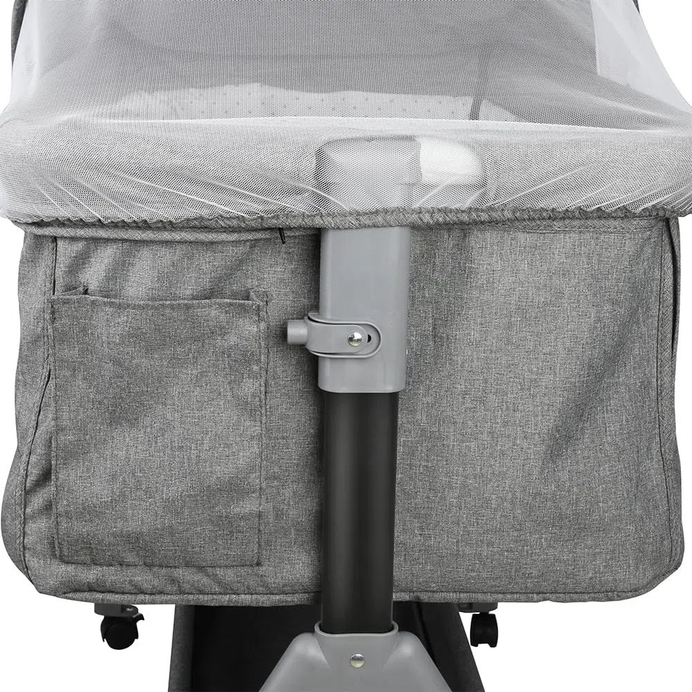 HUOLE 3 in 1 Beistellbett & Babywiege & Reisebett, 4-stufig Höhenverstellbares Babybett, neigbar, Kinderbett, Stubenwagen für Babys bis 25kg belastbar-104 * 52 * 100-110cm – Leinengrau
