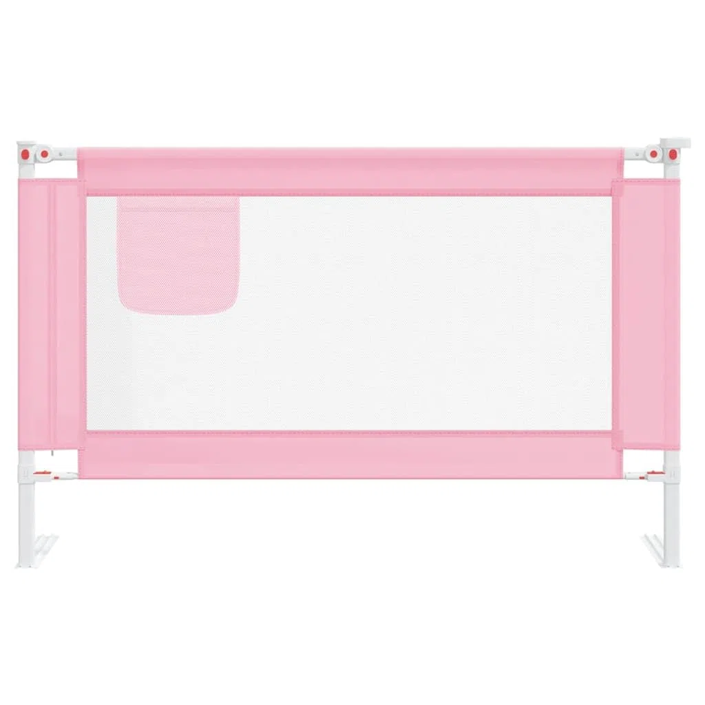 Kleinkind-Bettschutzgitter Rosa 120x25 cm Stoff mit höhenverstellbarem Seitengitter, klappbar, für Babybett, Elternbett, Familienbett, Sicherheit beim Schlafen, Absturzsicherung